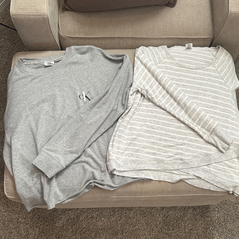 Calvin Klein Gray and Cream Women's Tops